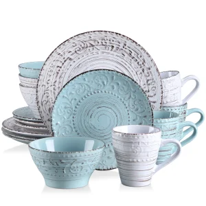 16 Piece Round Stoneware Dinnerware Set