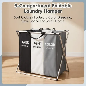 3-Compartment Foldable Laundry Hamper