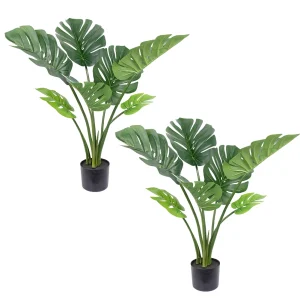 2 Pcs Artificial Monstera Deliciosa Tree